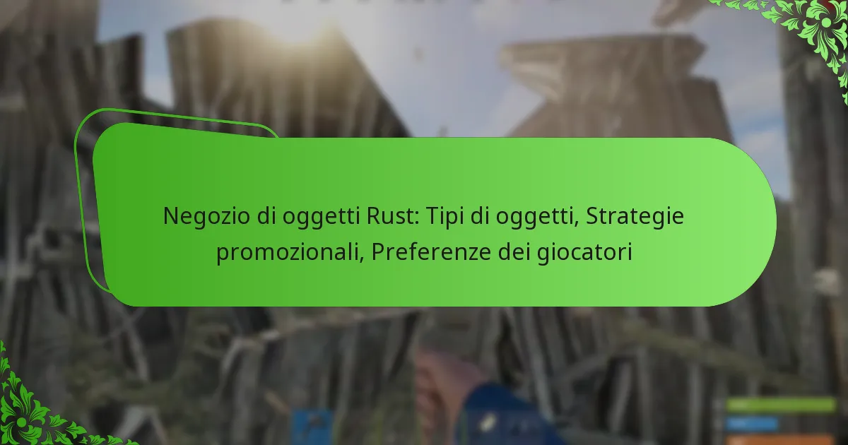 Negozio di oggetti Rust: Tipi di oggetti, Strategie promozionali, Preferenze dei giocatori